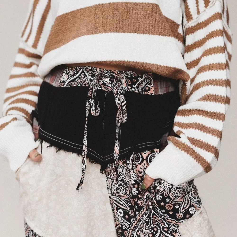 POL Black, Brown & Cream Patchwork Jogger Pants - Picture 5 of 13